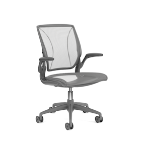 Pinstripe Mesh Silver World Task Chair, Fixed Arms, Gray Frame